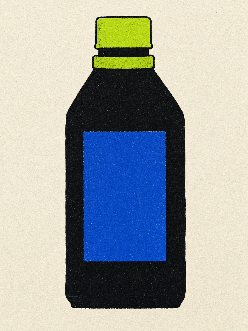 An illustrated motor oil bottle