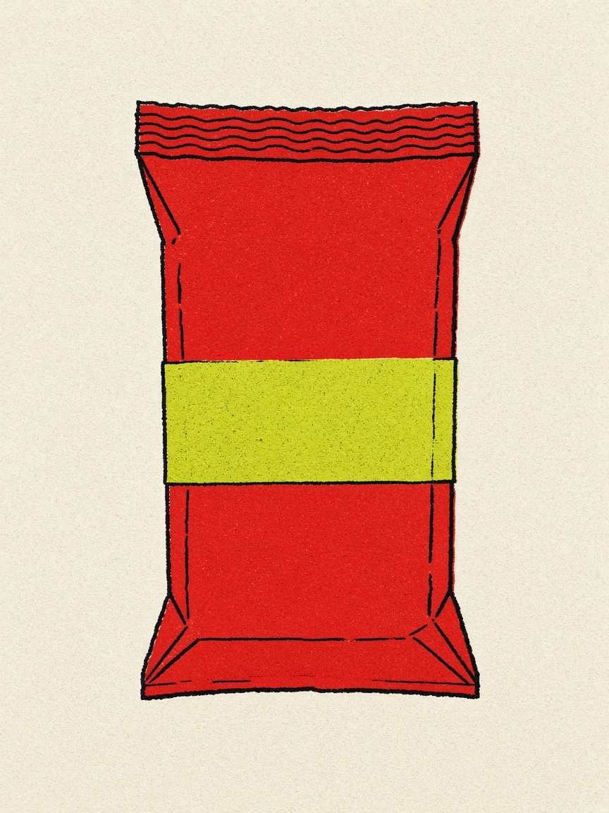 An illustrated snack pouch